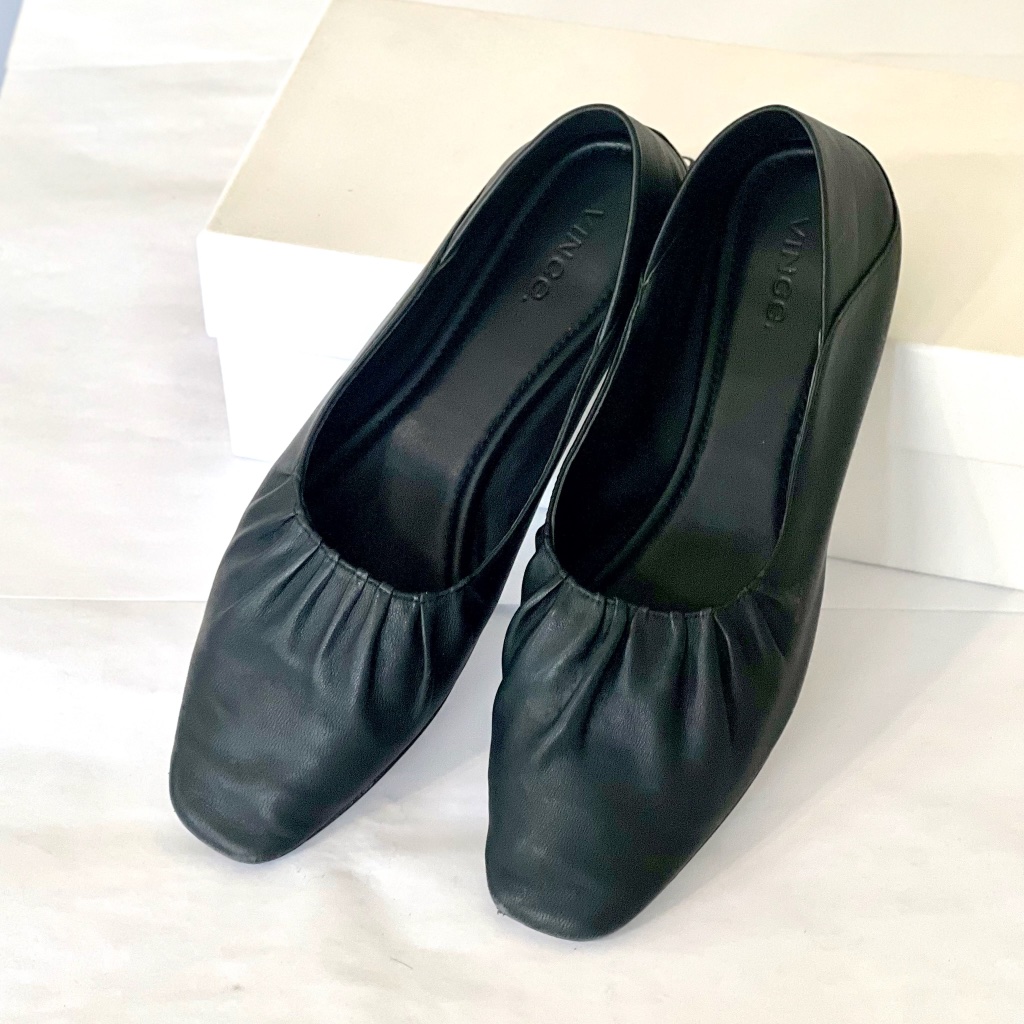 Vince Kali Black Smoothexcellent Pre-Owned Leather Ballet Flats 7.5 Very Soft